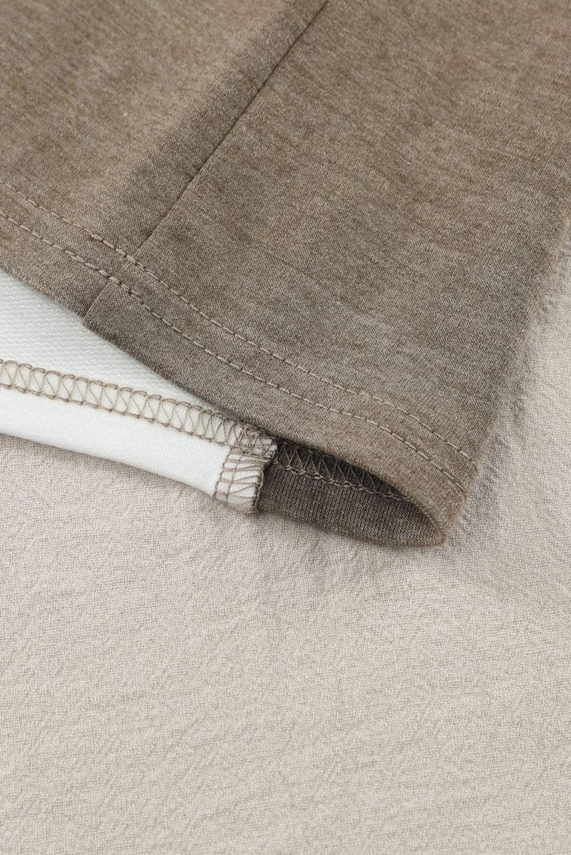 Exposed Seam Contrast Round Neck Long Sleeve Top - Love Salve 