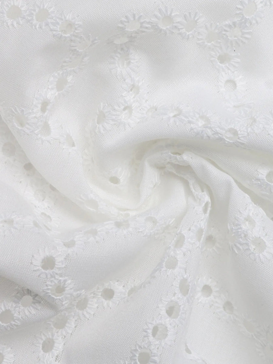 Eyelet Cutout Off - Shoulder Blouse - Love Salve