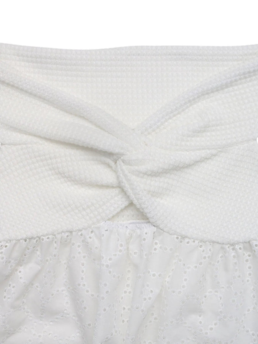 Eyelet Cutout Off - Shoulder Blouse - Love Salve