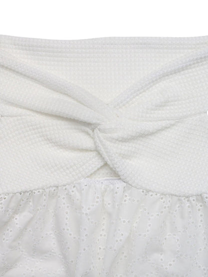 Eyelet Cutout Off - Shoulder Blouse - Love Salve