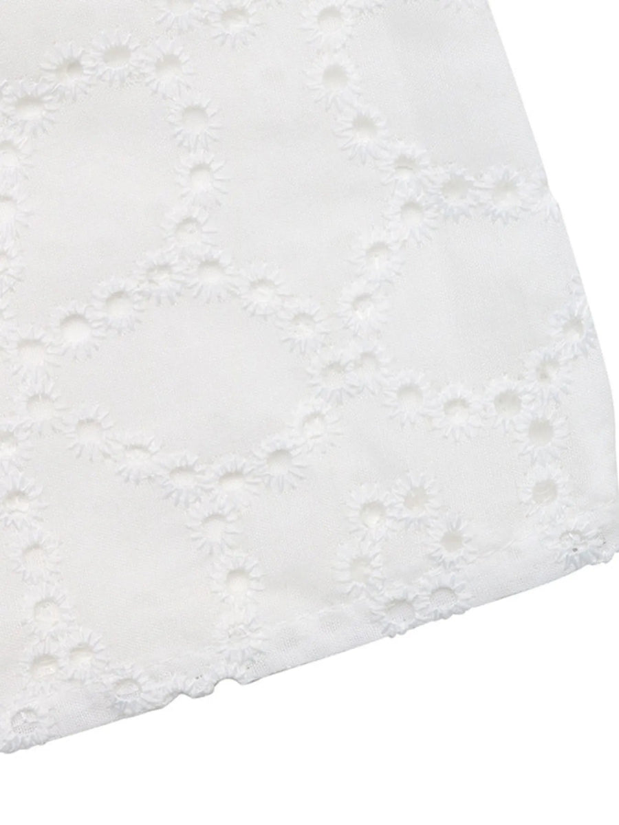 Eyelet Cutout Off - Shoulder Blouse - Love Salve