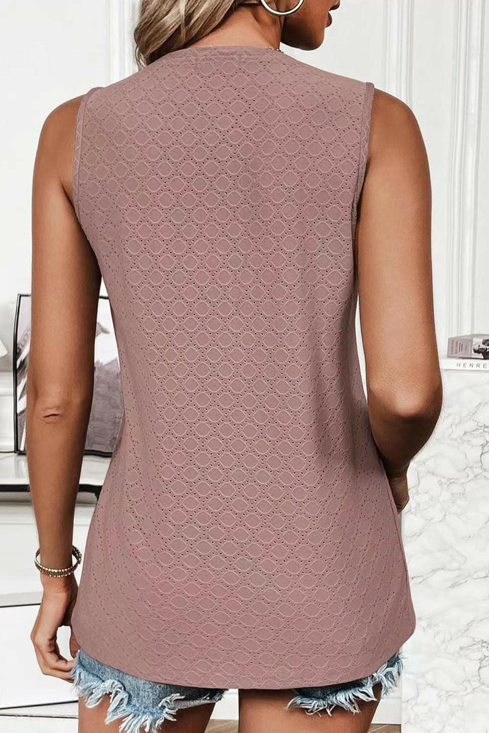 Eyelet Round Neck Tank - Love Salve