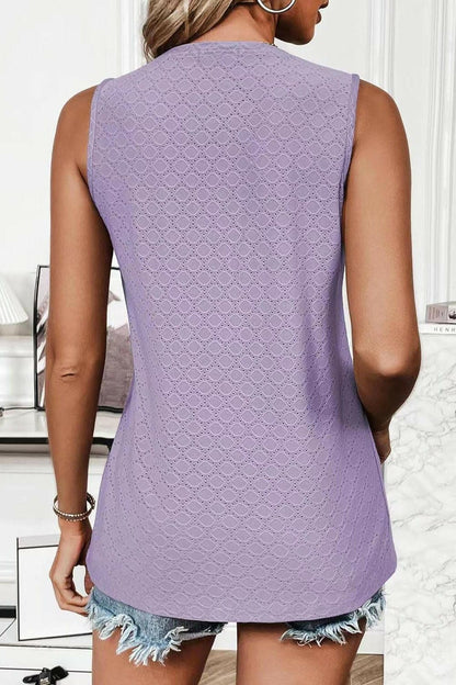 Eyelet Round Neck Tank - Love Salve