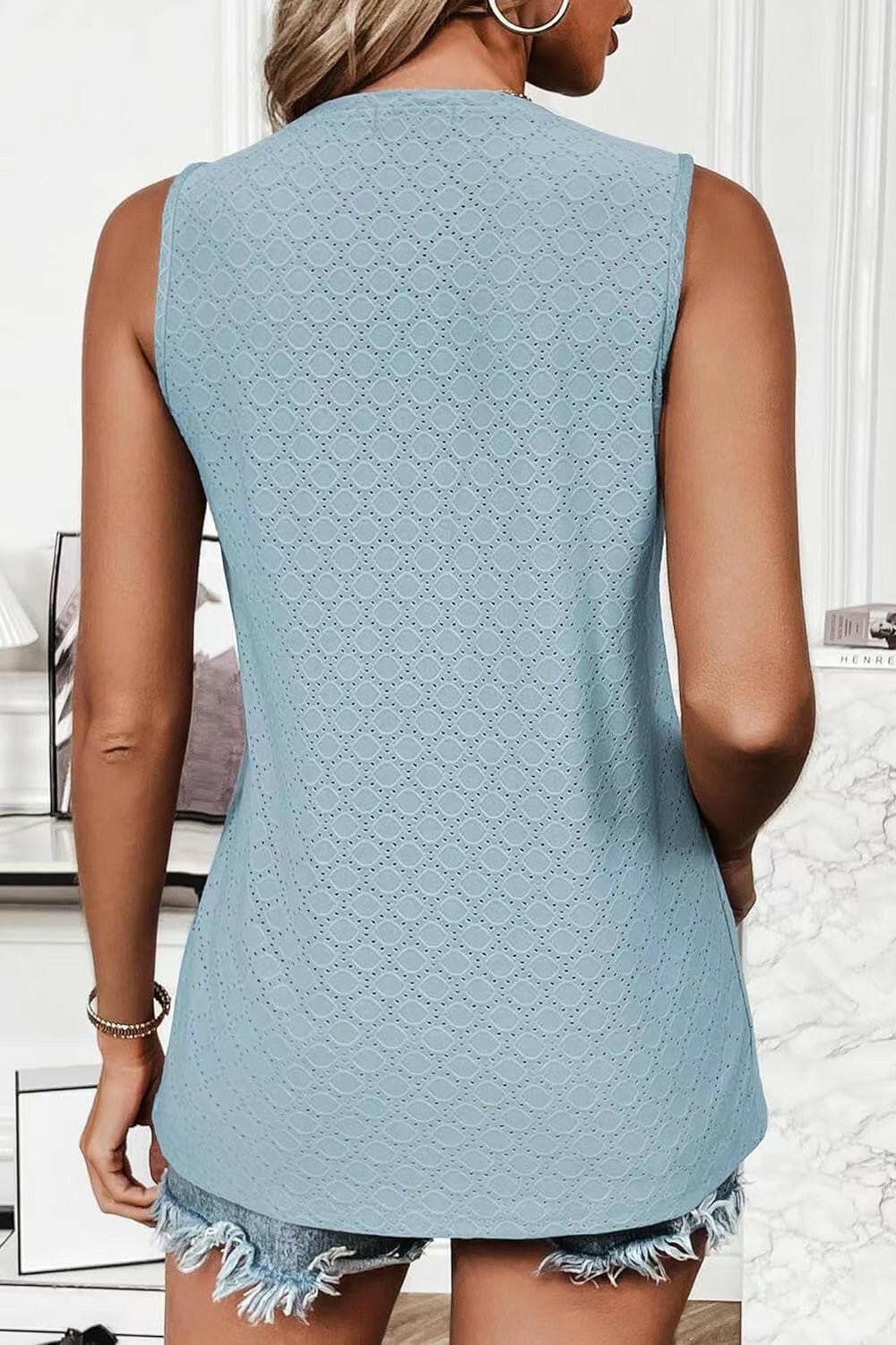 Eyelet Round Neck Tank - Love Salve