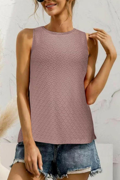 Eyelet Round Neck Tank - Love Salve