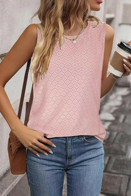 Eyelet Round Neck Tank - Love Salve