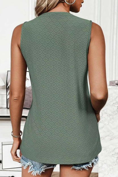 Eyelet Round Neck Tank - Love Salve