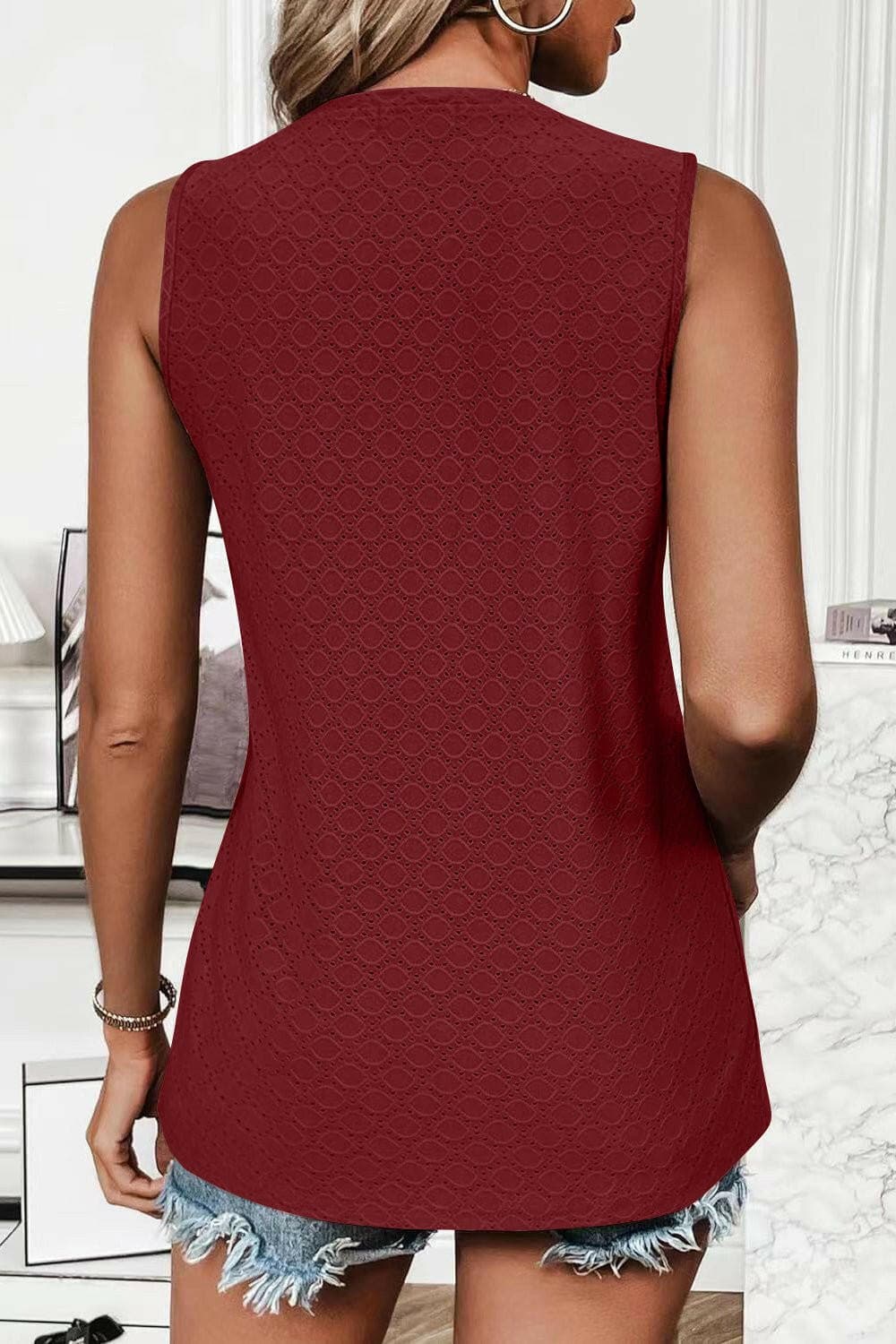 Eyelet Round Neck Tank - Love Salve