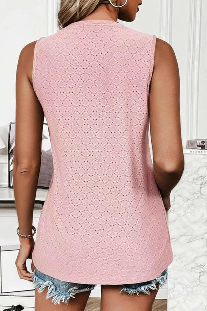 Eyelet Round Neck Tank - Love Salve