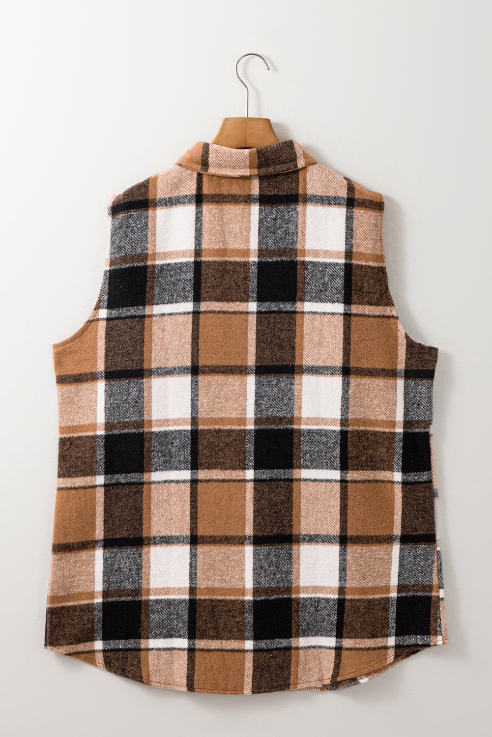 Straw Yellow Retro Plaid Button up Collared Vest Love Salve