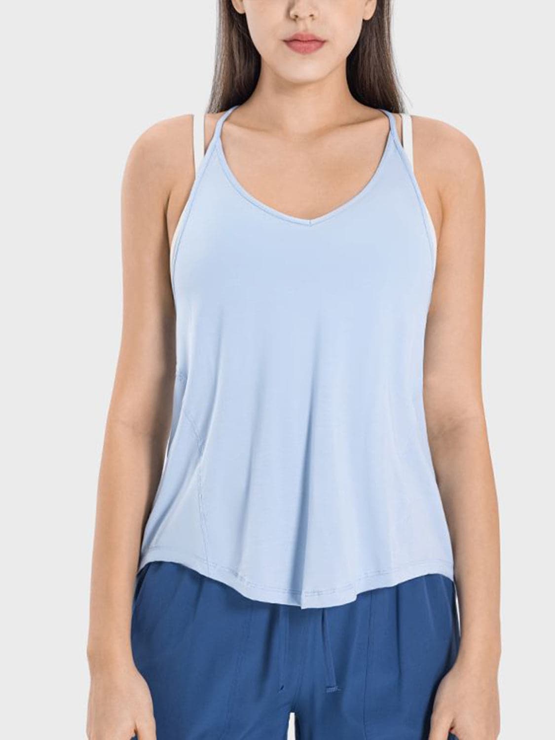 Slit Spaghetti Strap Scoop Neck Active Cami.