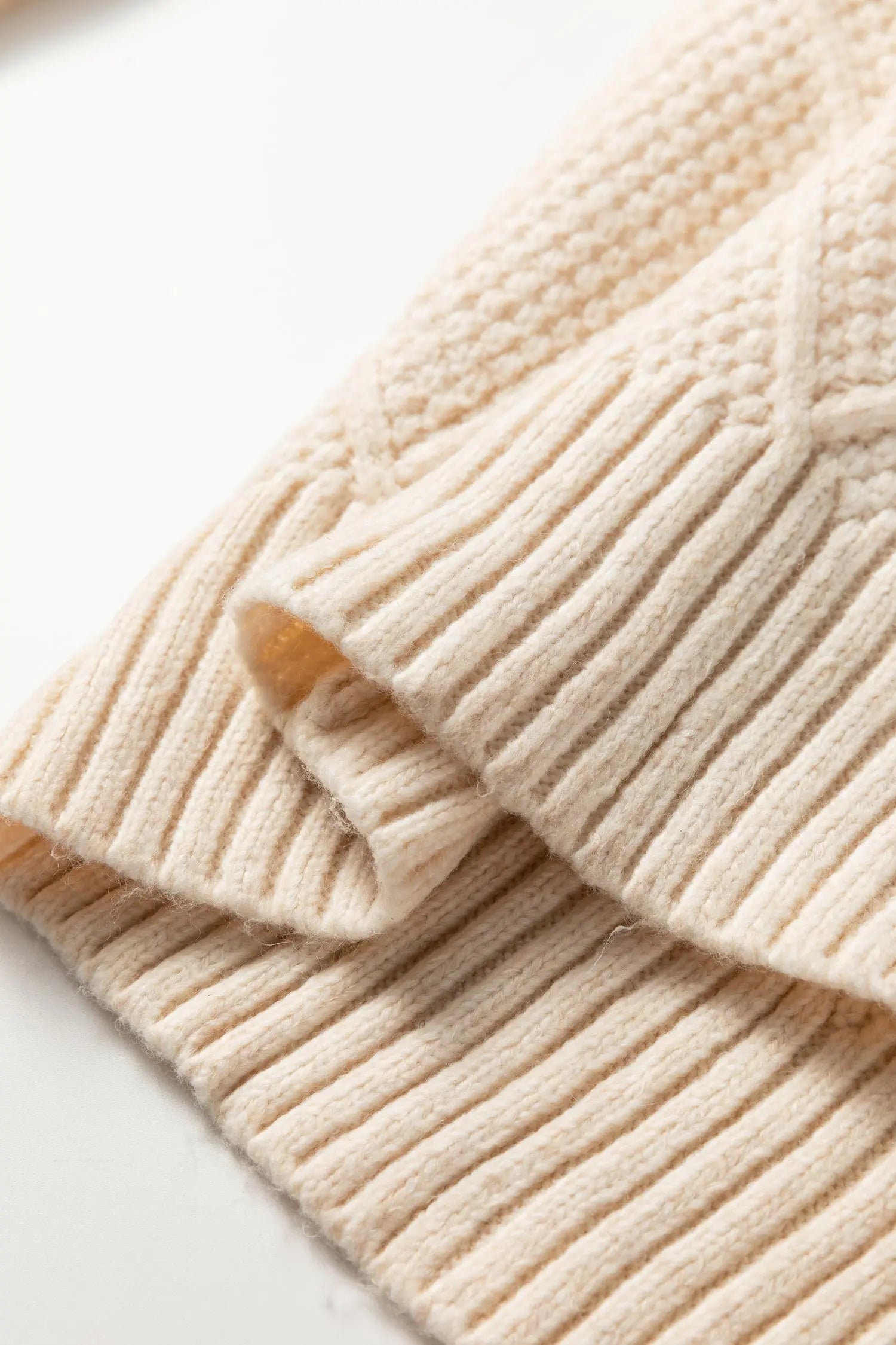 Oatmeal Cable Knit Drop Shoulder Loose Fit Sweater Dress Dear-Lover Dropshipping