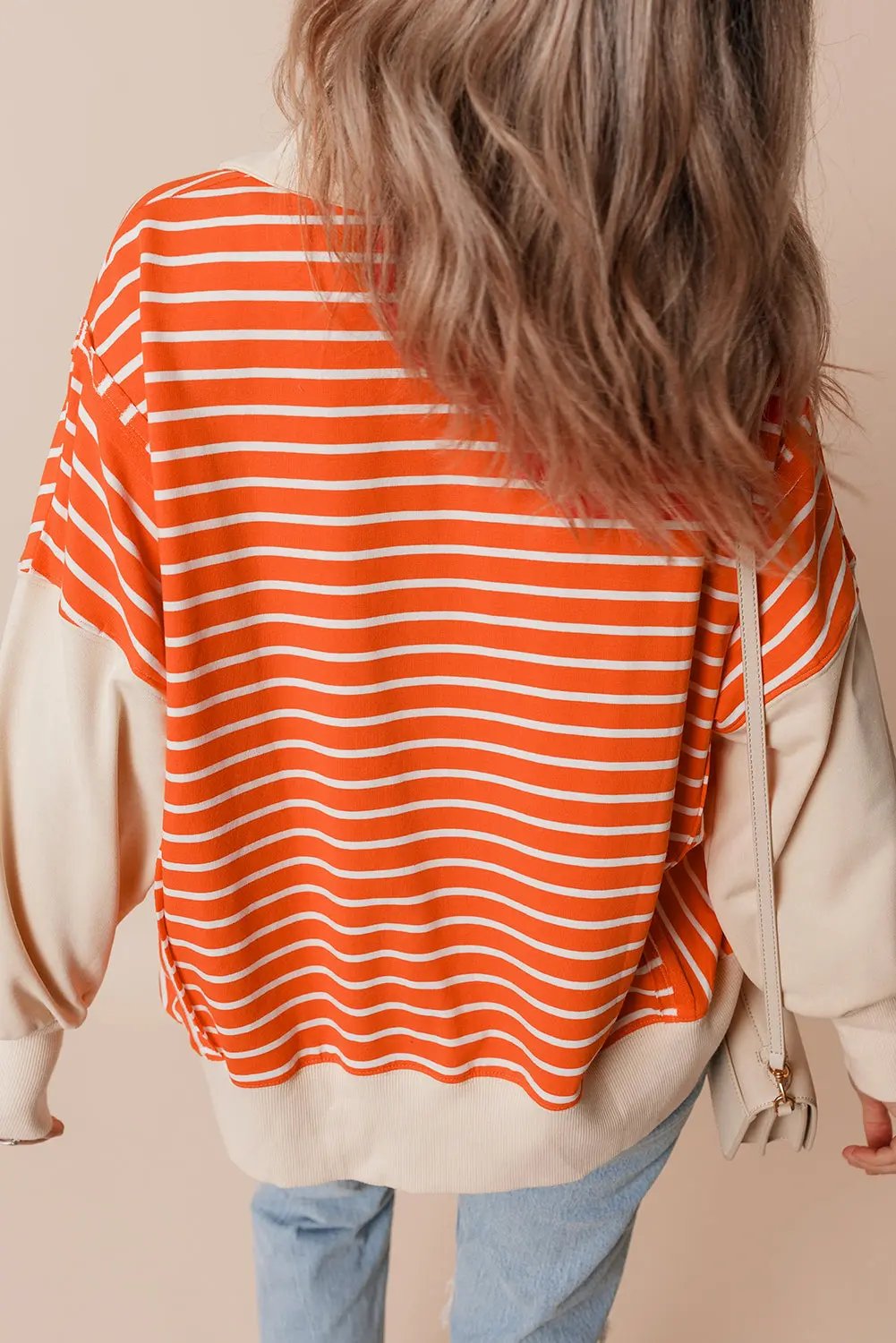 Alaina Loose Fit Color Block Striped Sweatshirt - Love Salve 