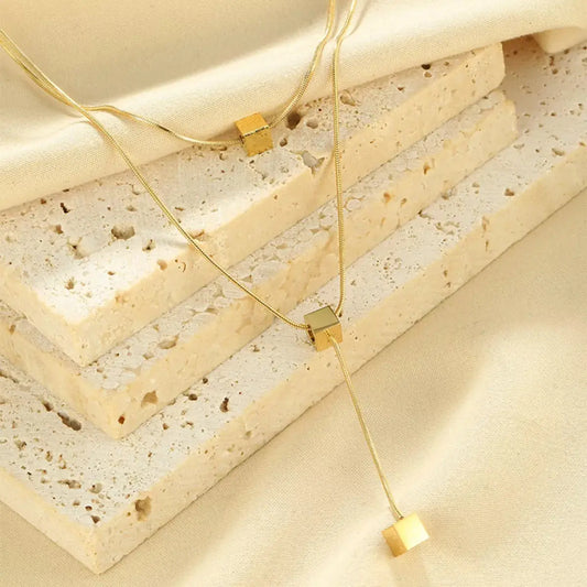 18K Gold-Plated Double Layered Geometric Necklace Simply Love