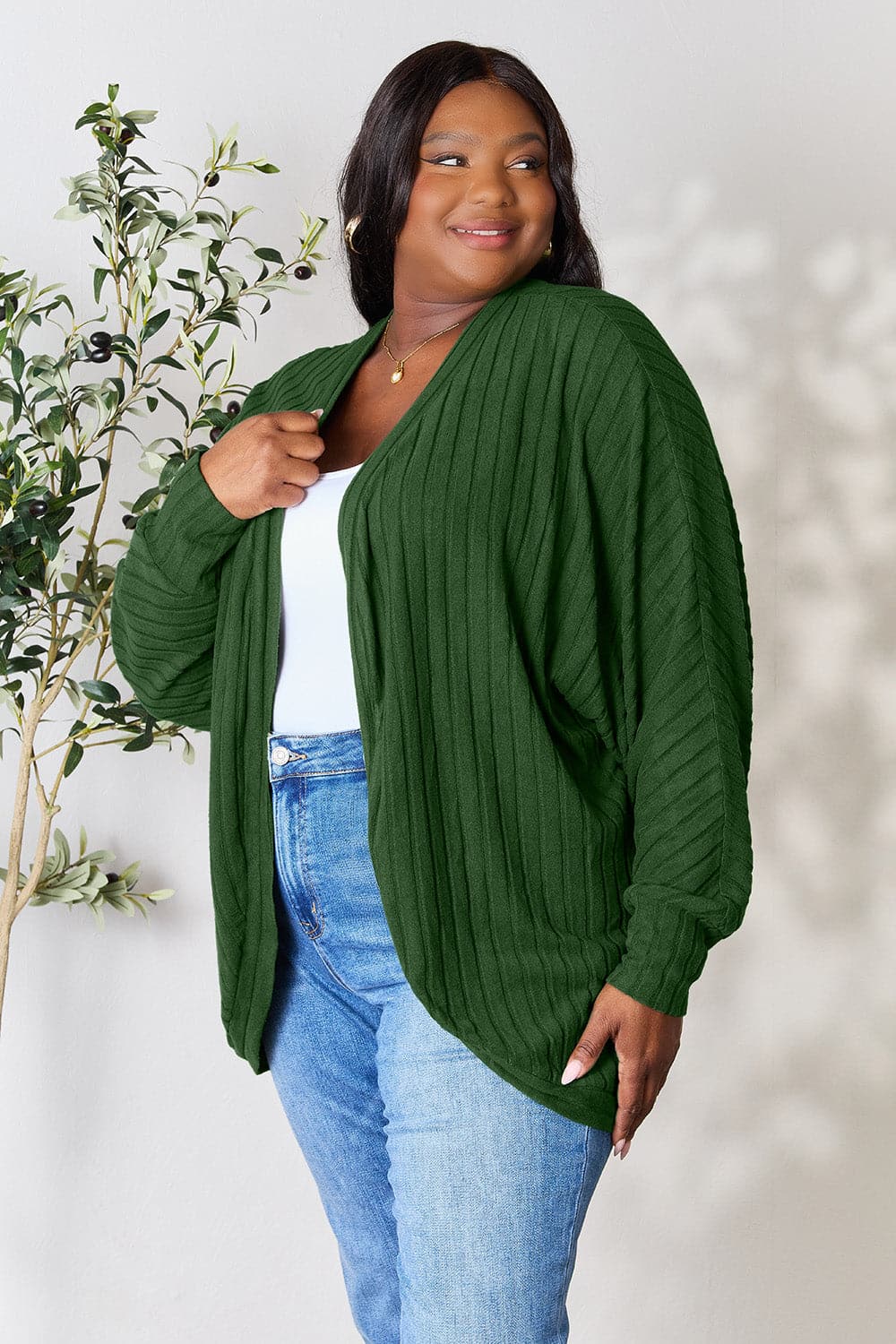 Basic Bae Full Size Ribbed Cocoon Cardigan.