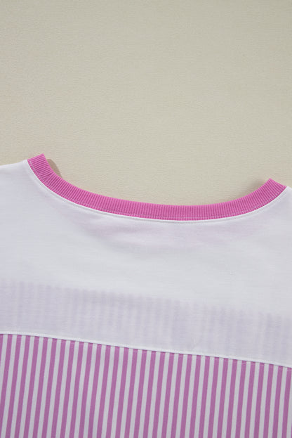 Chic plus size pink stripe tee