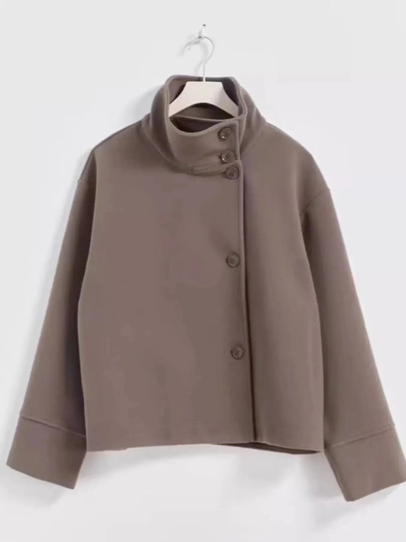 Navy Long Sleeve Buttoned Lightweight Outerwear Coat Lined Simply Love