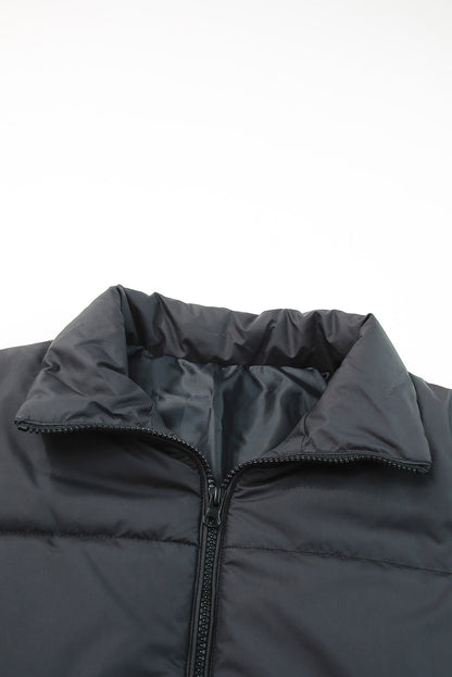 Sleek black winter puffer coat