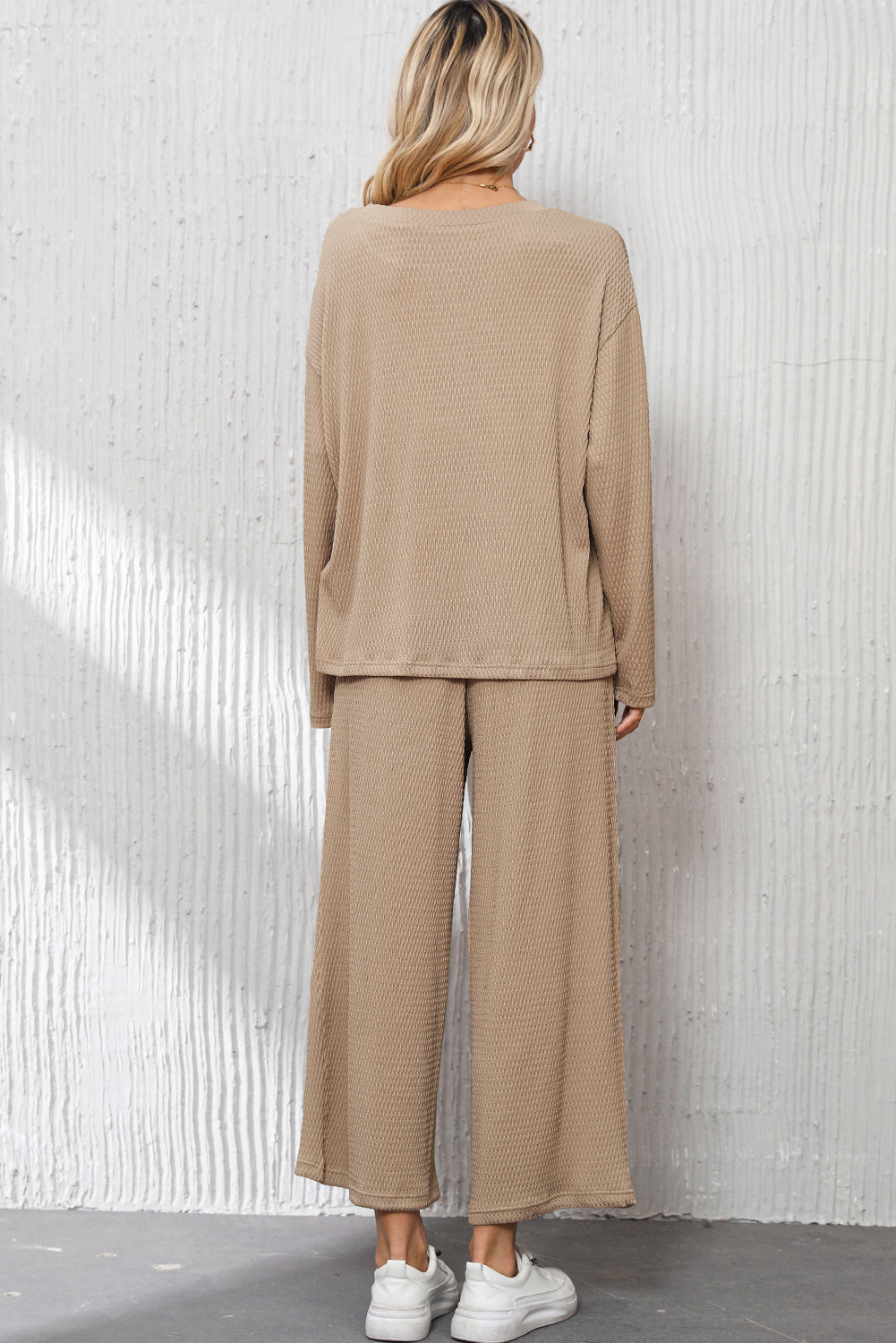 Chic smoke gray oversized pullover and pants ensemble