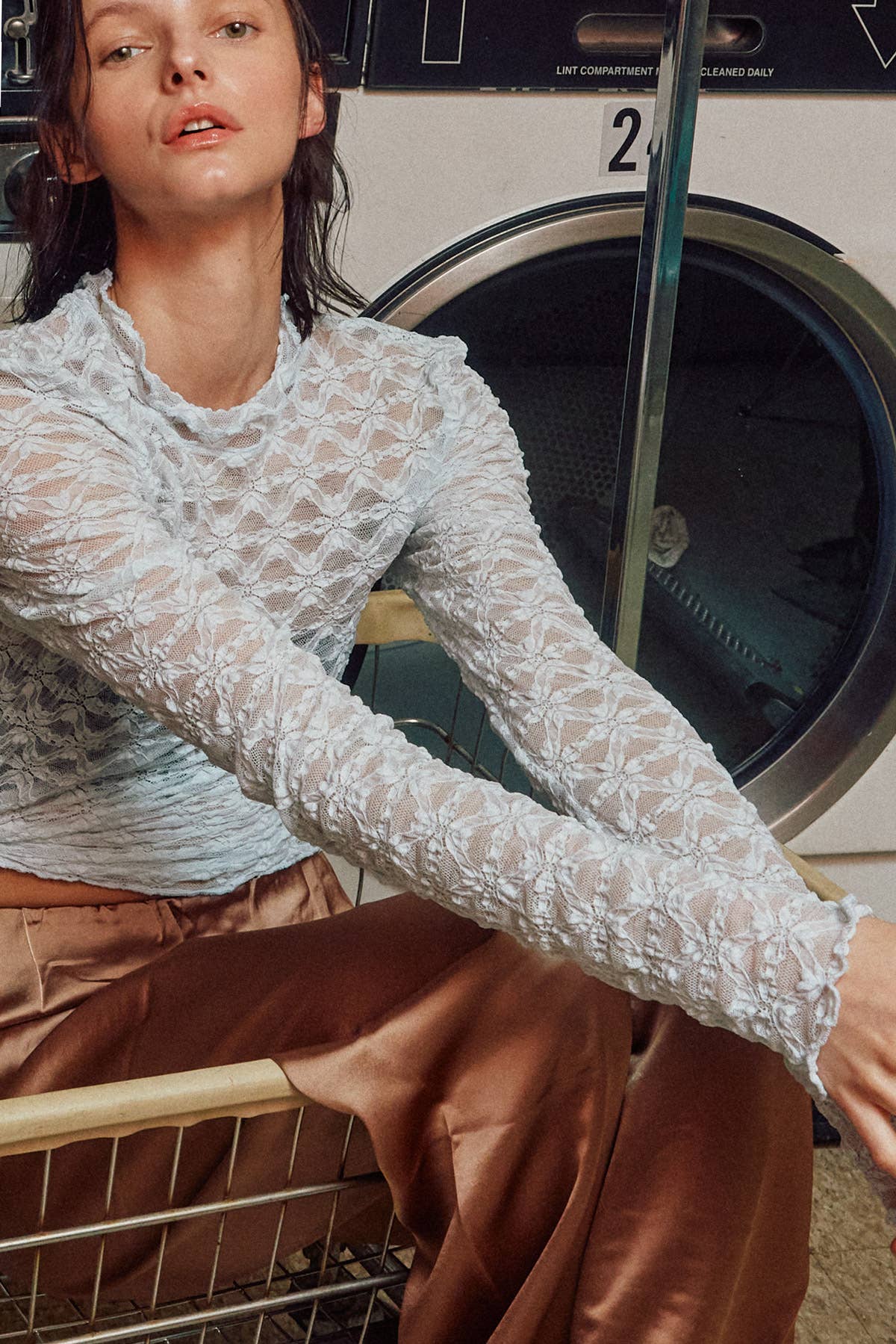 See Through Textured Lace Top For Elegant Romantic Style Fitkitty Culture Athleisure Wear, Yoga Wear & Women's Clothing