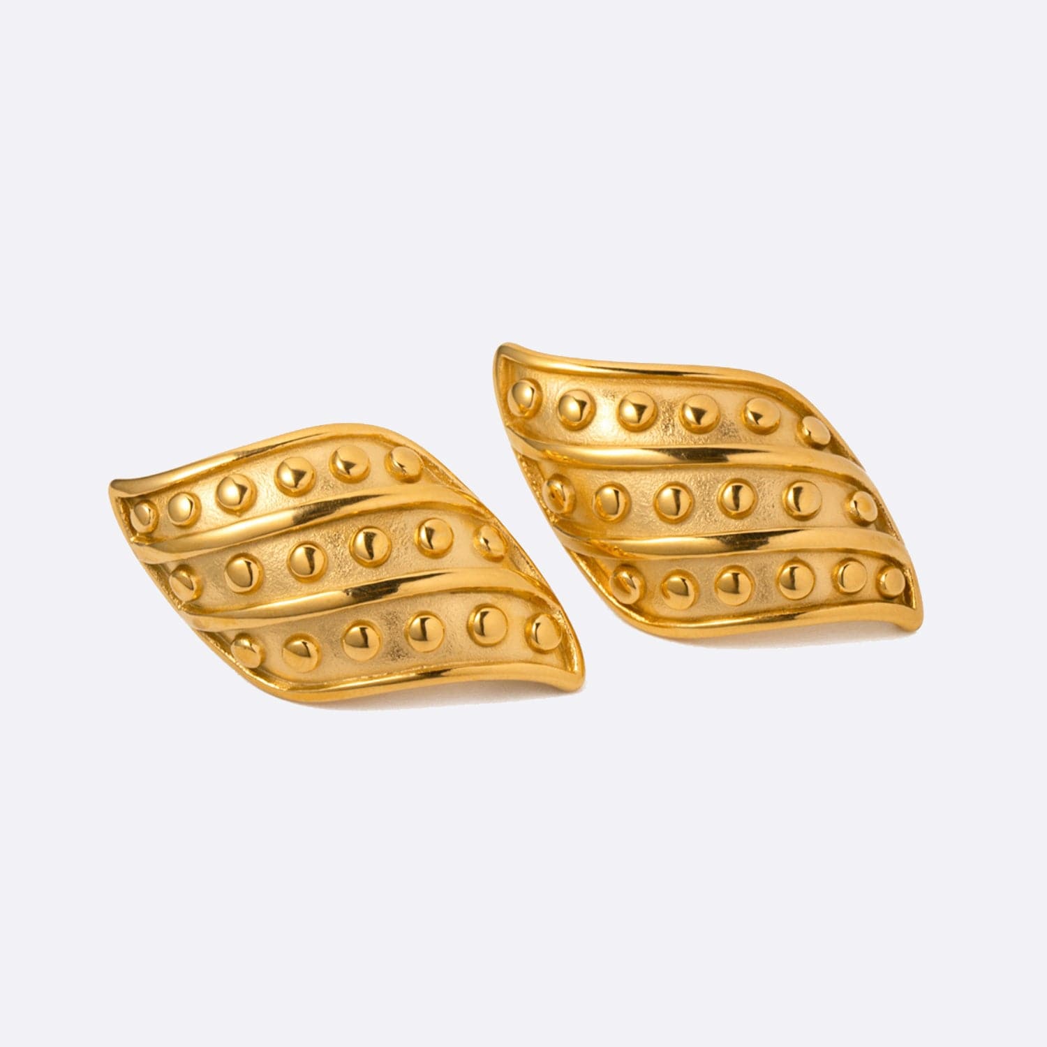 18K Gold-Plated Stainless Steel Stud Earrings.