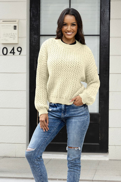 Round Neck Long Sleeve Sweater.