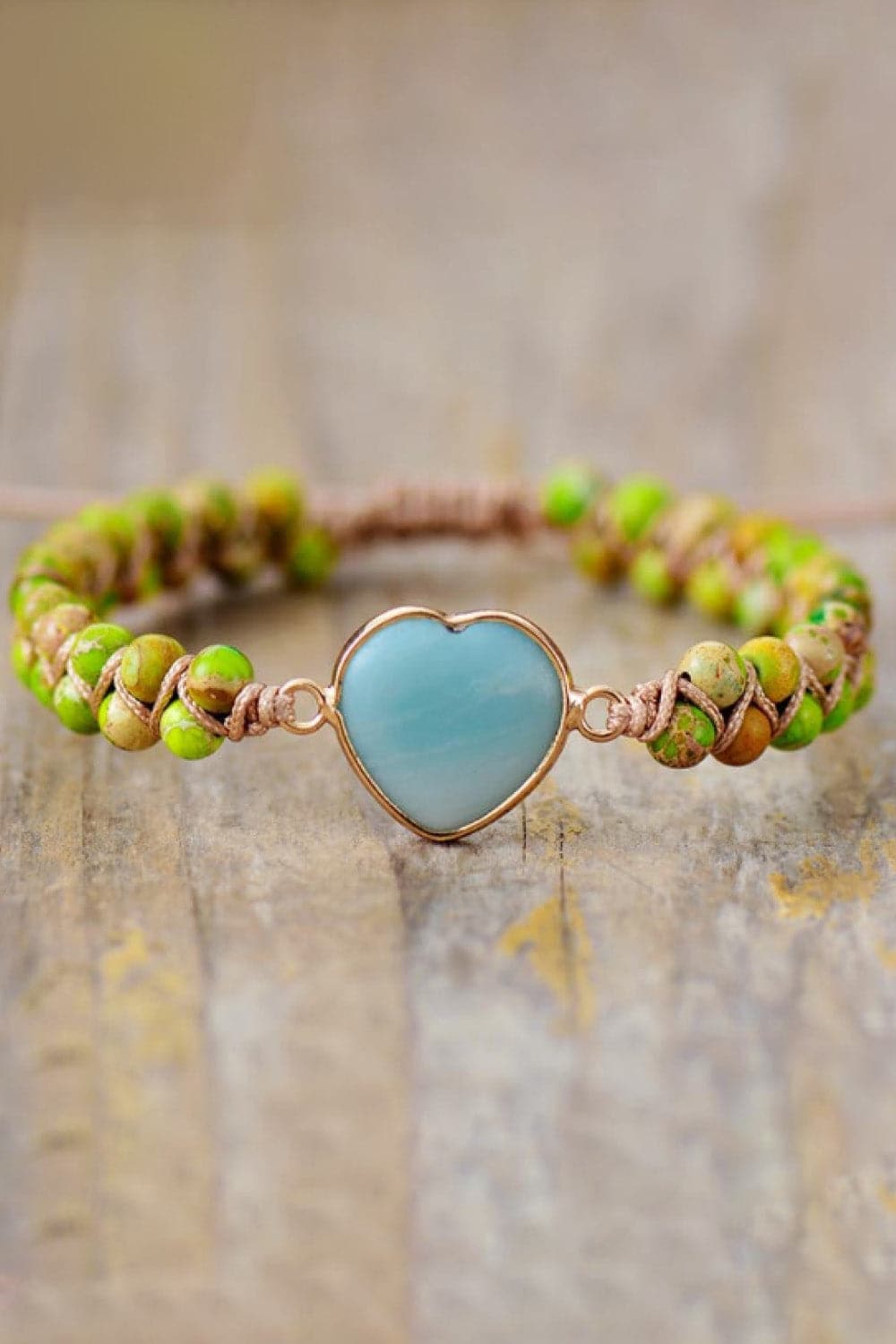 Handmade Heart Shape Natural Stone Bracelet.