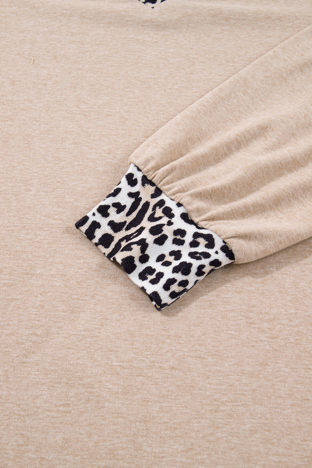 Parchment Leopard Patchwork V Neck Long Sleeve Plus Size Top Dear-Lover Dropshipping