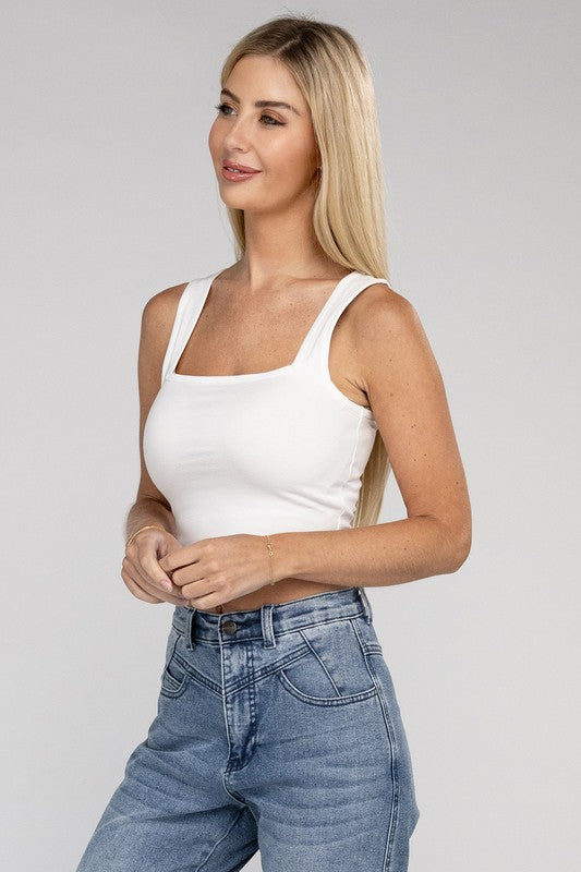 Cotton Square Neck Cropped Cami Top Coco’s Tee Boutique