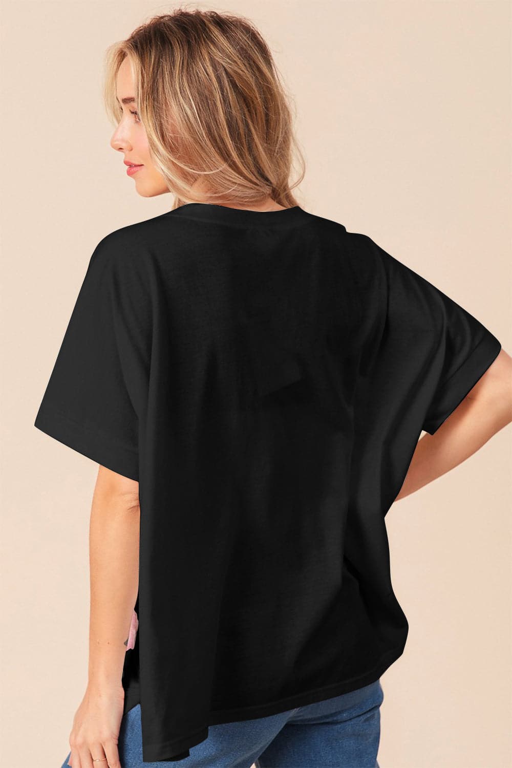 BiBi Sequin Bow Patch Short Sleeve T-Shirt.