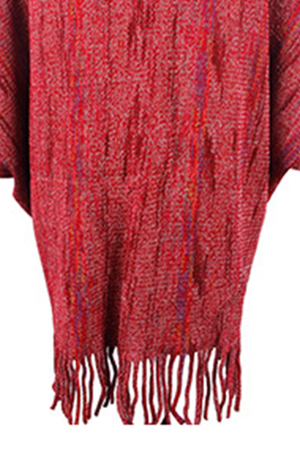 Fringe Detail Printed Poncho Coco’s Tee Boutique