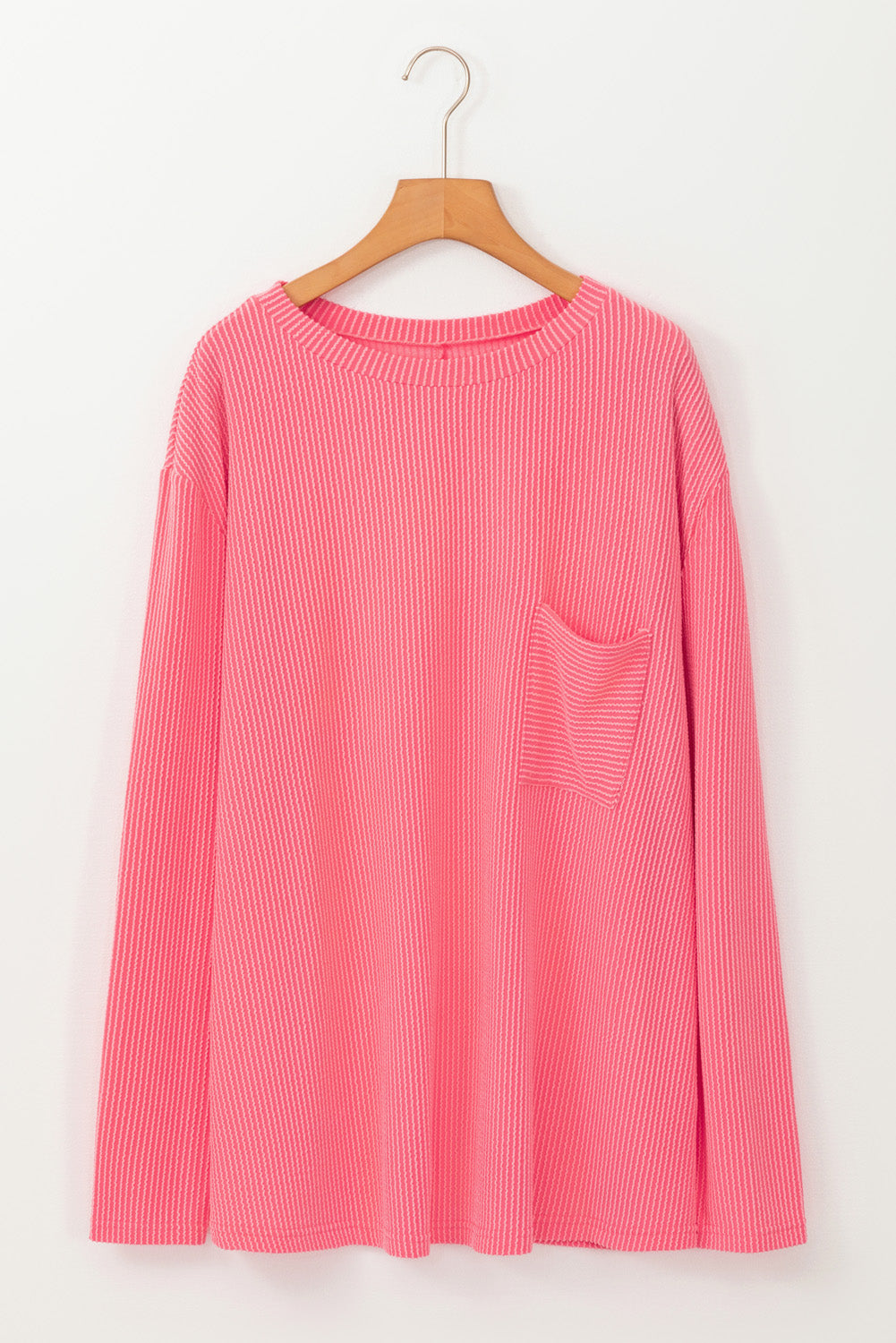 Peach Blossom ribbed long sleeve tee for plus sizes