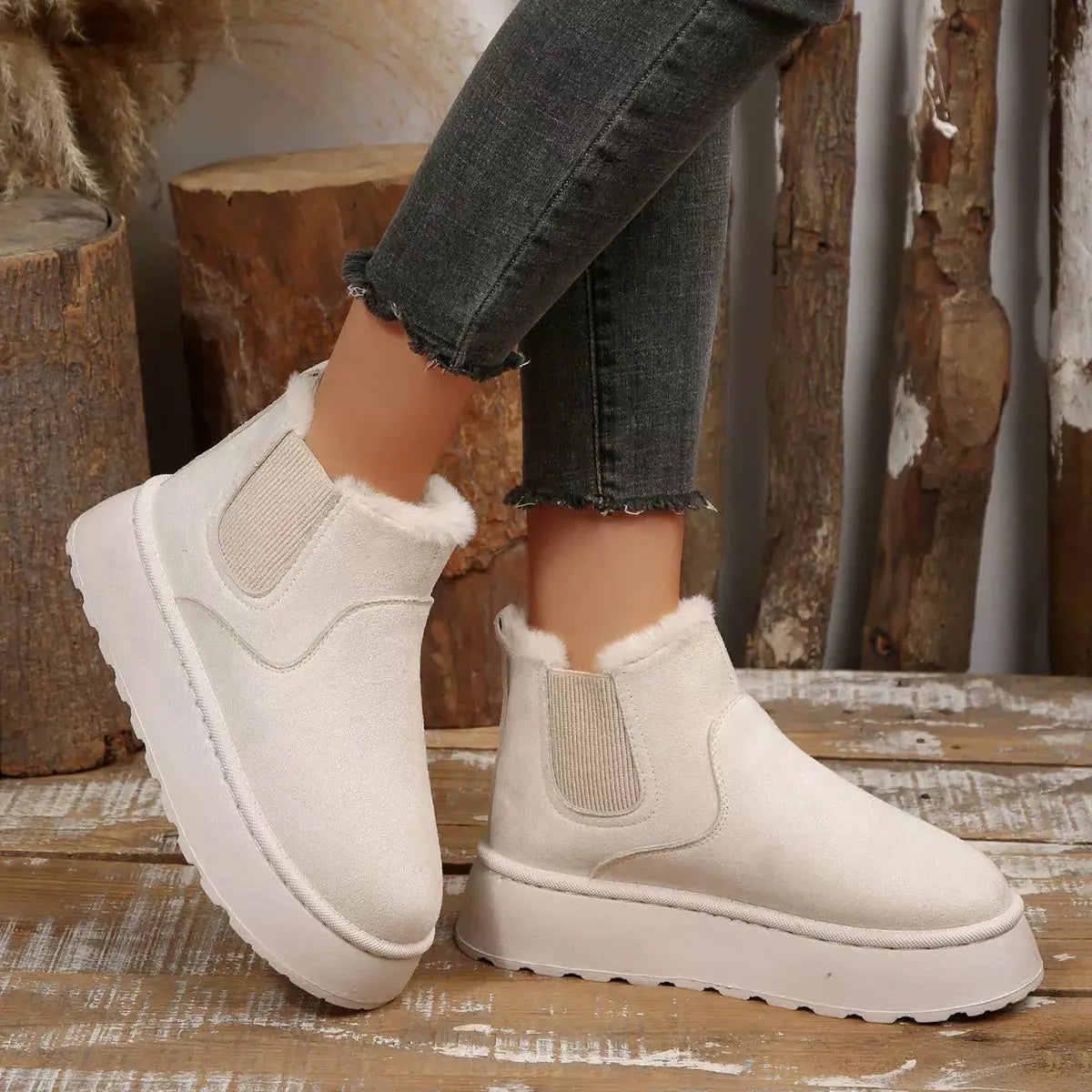 Fur Lining Platform Boots Simply Love