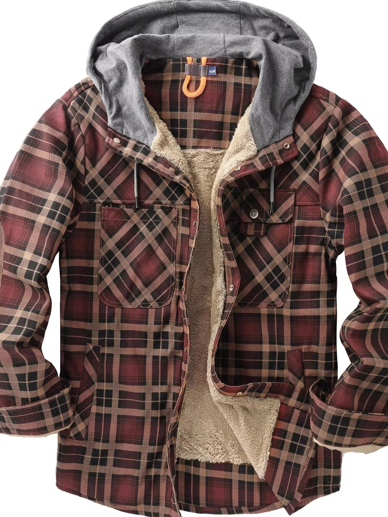 Men's Snap Down Plaid Flannel Hooded Jacket Simply Love