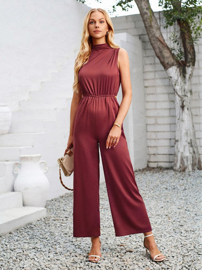 Cutout Tied Wide Leg Sleeveless Jumpsuit.