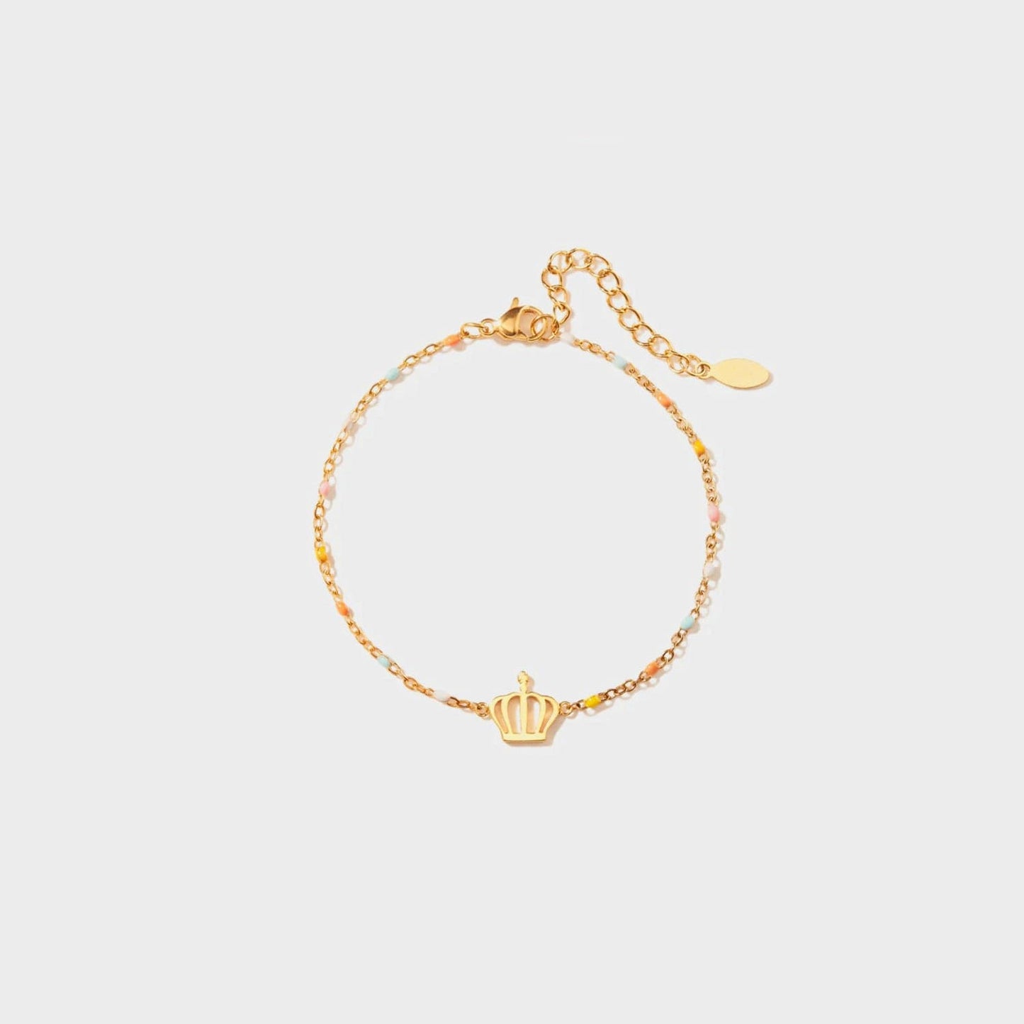 Crown Shape 18K Gold-Plated Bead Bracelet.