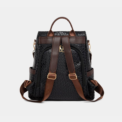 Stylish PU leather large backpack for everyday adventures