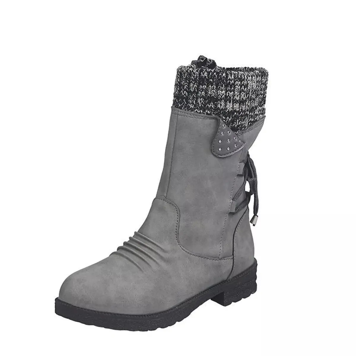 Knitted Cuff Round Toe Boots Simply Love