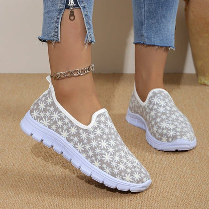 Printed Round Toe Slip-Ons.