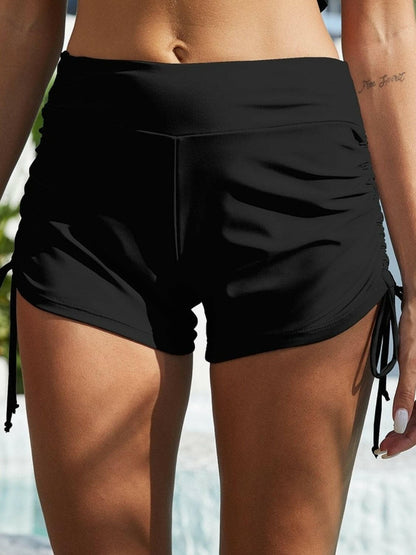 Drawstring Mid-Rise Waist Swim Shorts.