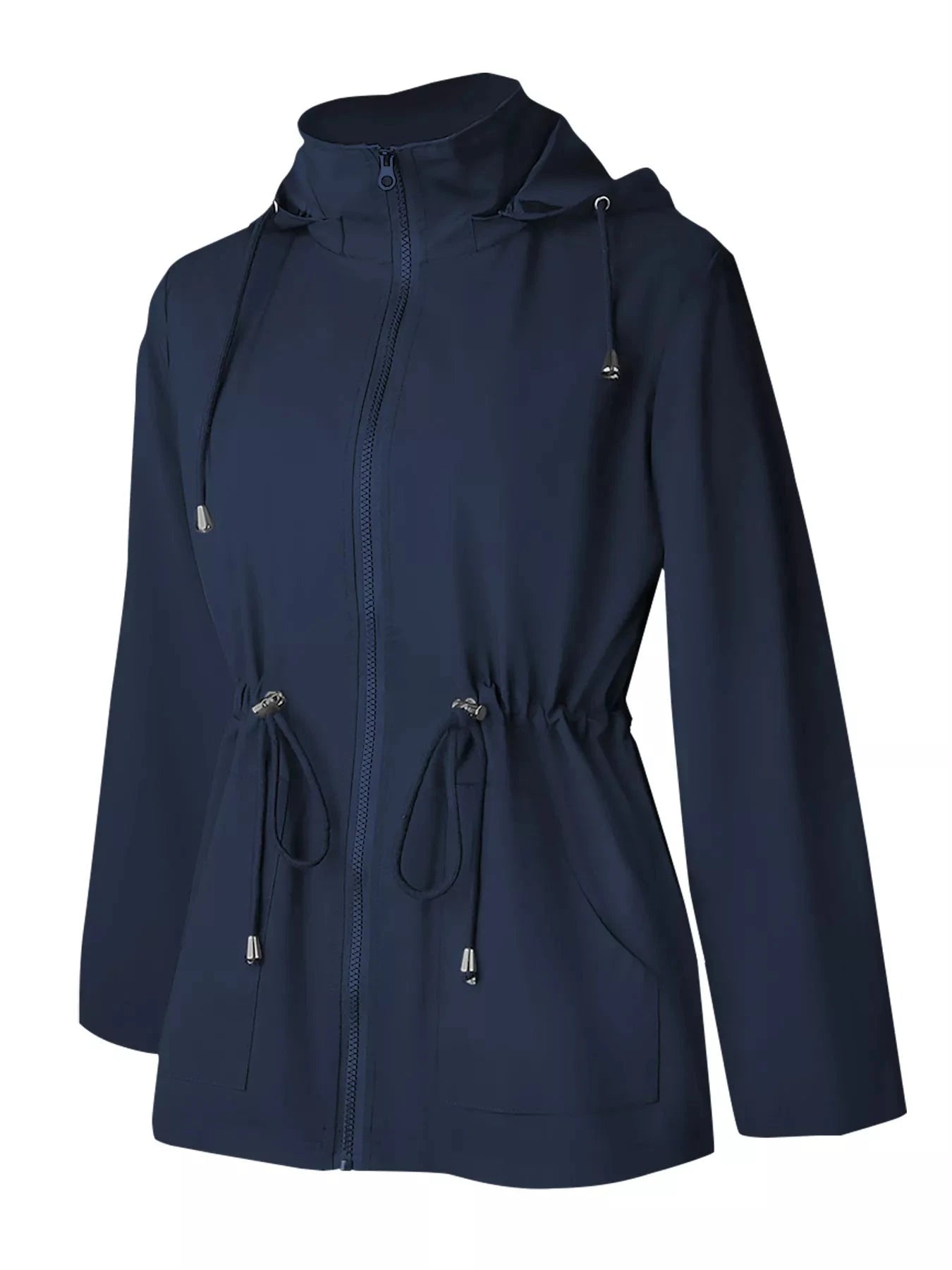 Zip Up Waterproof Hooded Outerwear With Pockets And Drawstring Simply Love