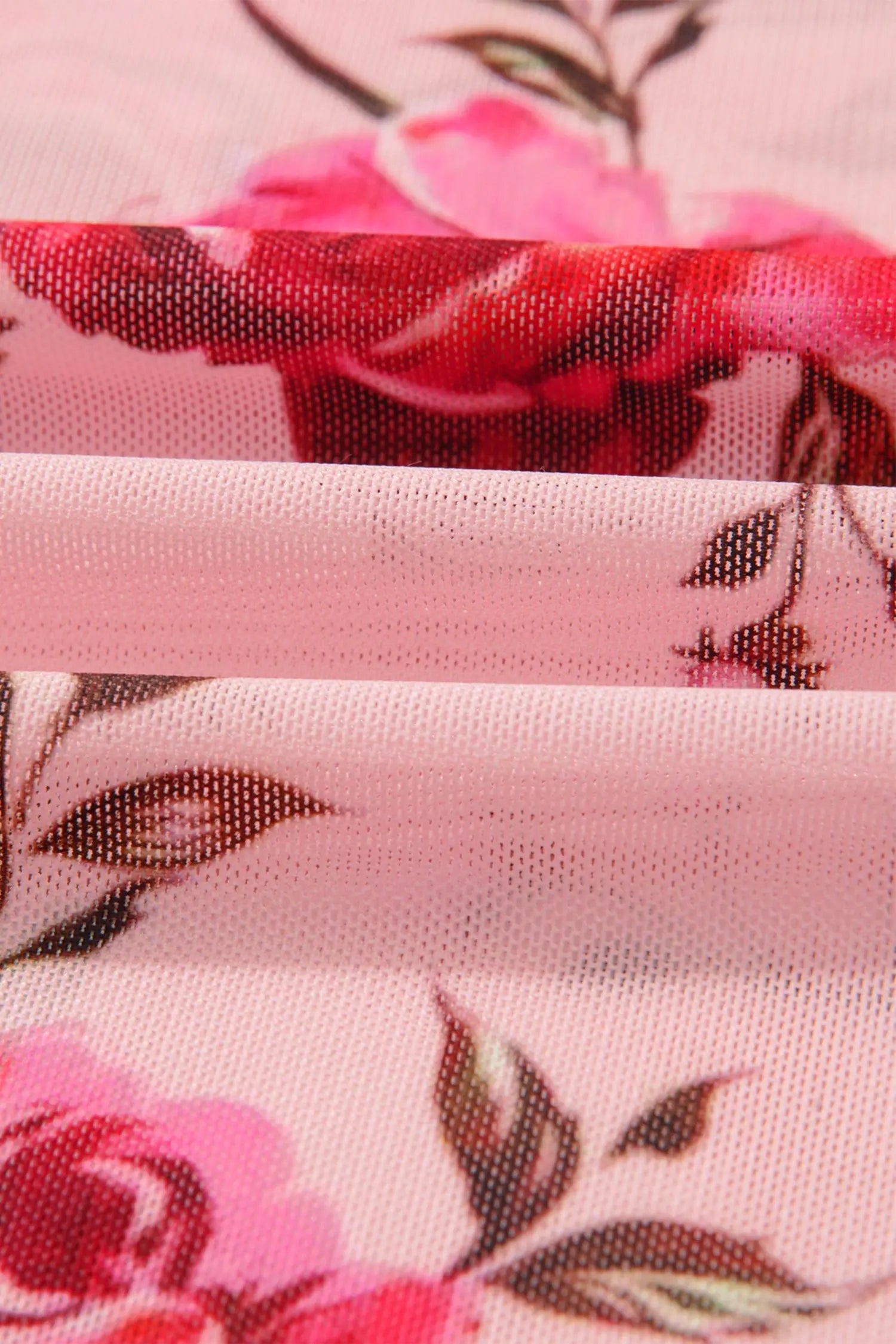 Pink Floral Print Mesh Long Sleeve Top With Exposed Seam Detail Dear-Lover Dropshipping