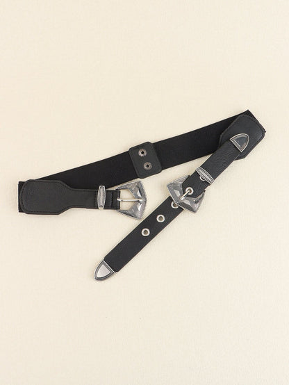 Double Buckle PU Leather Belt.