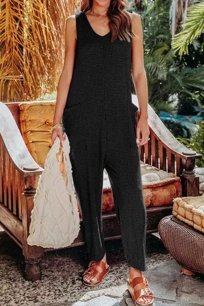 Double Take Full Size Sleeveless Straight Jumpsuit - Love Salve