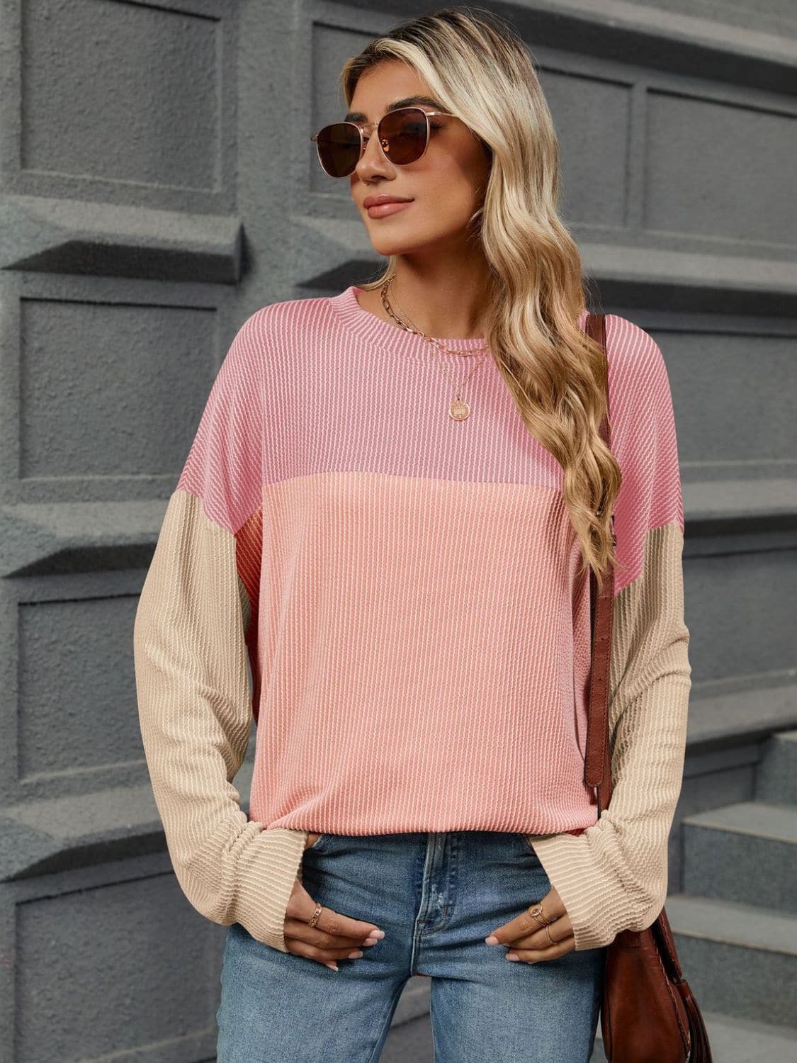 Chic long sleeve contrast tee