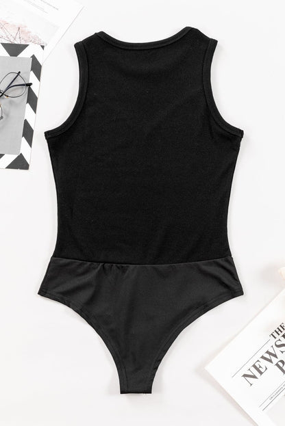 Round Neck Sleeveless Bodysuit.