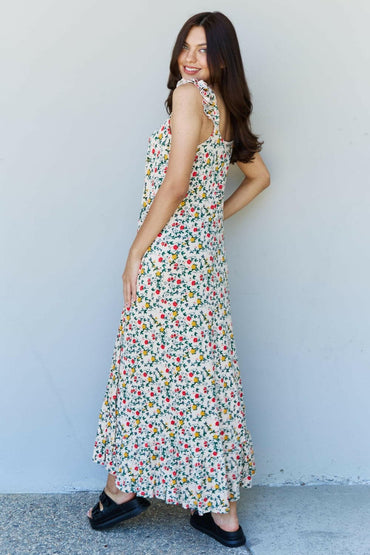 Doublju In The Garden Ruffle Floral Maxi Dress in Natural Rose.