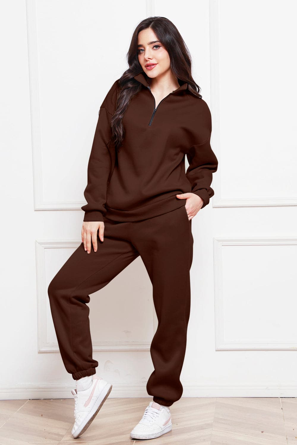 Half Zip Long Sleeve Sweatshirt and Pants Set.