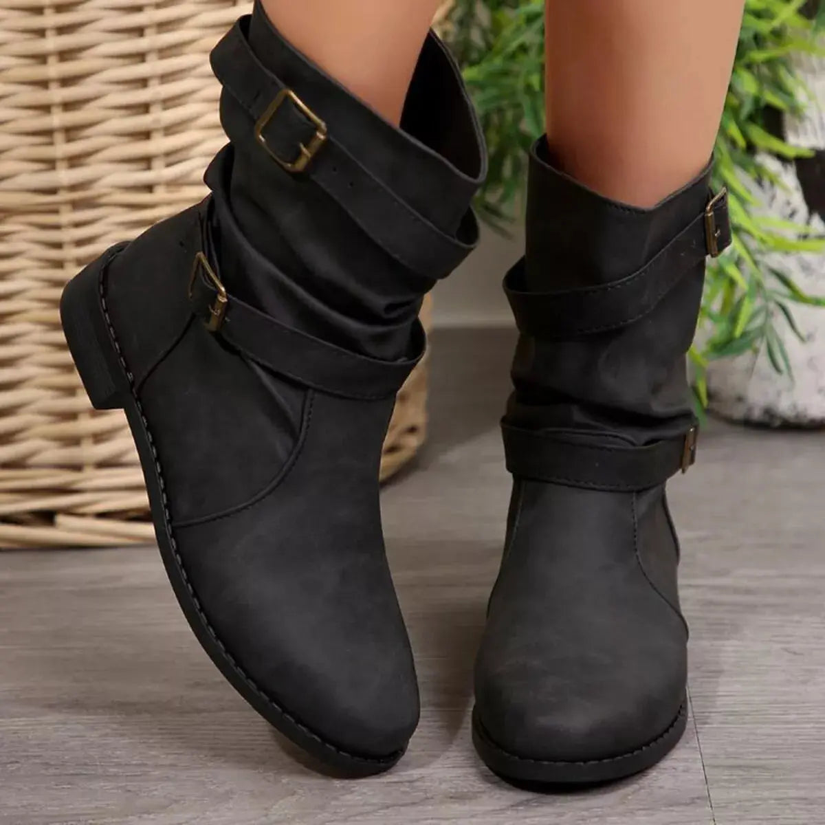 Buckled Low Heel Boots Simply Love