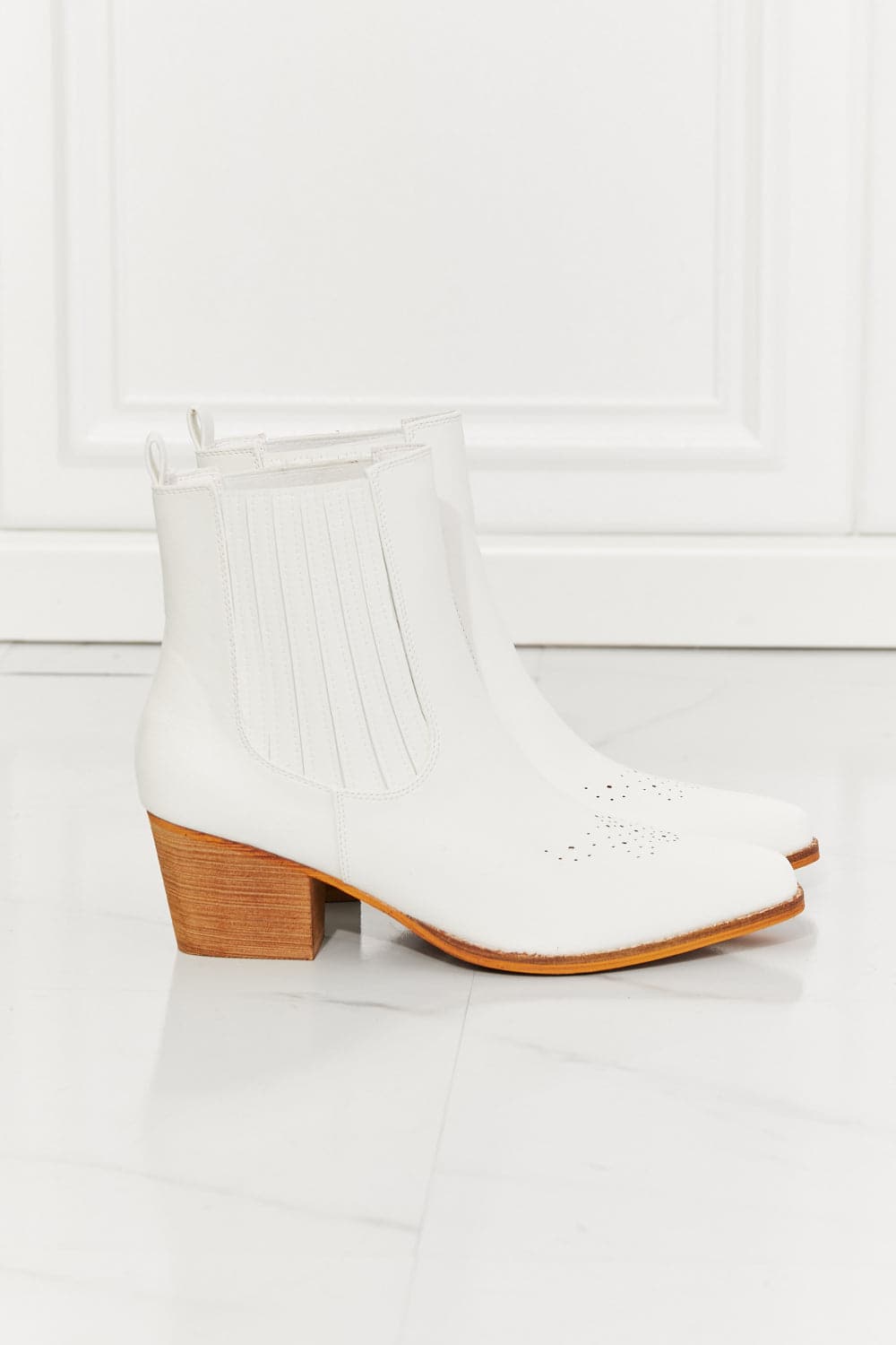 MMShoes Love the Journey Stacked Heel Chelsea Boot in White.